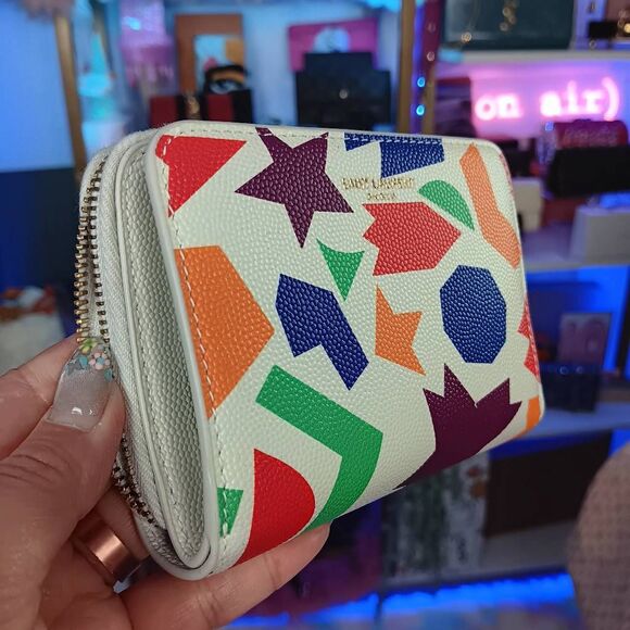 Unused Yves Saint Laurent Multi Color Leather Compact Zip Wallet - Picture 2 of 15